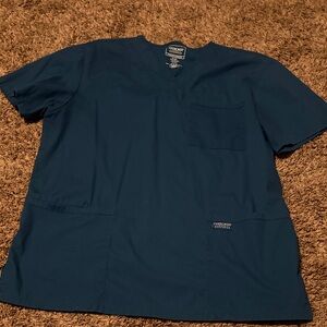 Cherokee Men's Deep Blue Short Sleeve Tee and pants* is small stain on pants